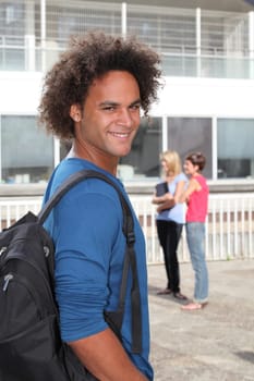 Closeup of young man at university