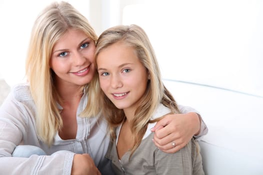 Closeup of blond woman and blond girl