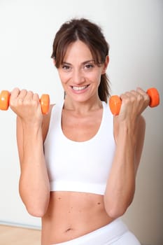 Closeup of woman doing fitness excercises