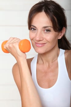 Closeup of woman doing fitness excercises