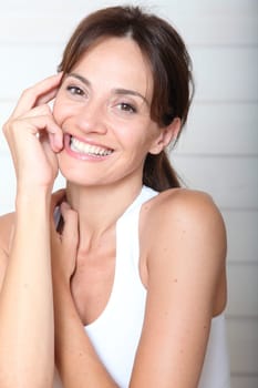 Closeup of beautiful woman in fitness outfit