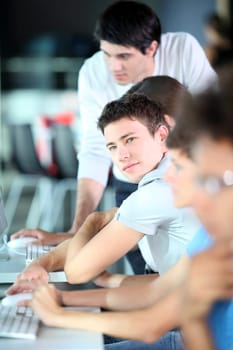 Group of students in business training