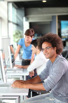 Group of students in business training