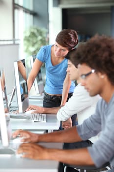 Group of students in business training