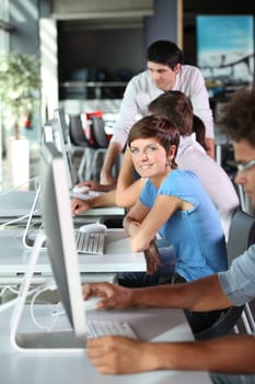 Group of students in business training