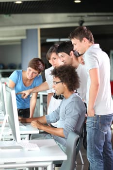 Group of college students in business training