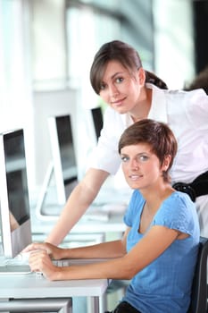 Young women working in the office
