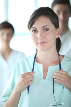 Closeup of young doctor at work