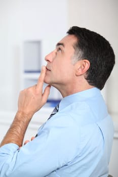 Closeup of businessman with blue shirt and tie