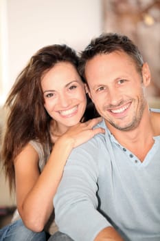 Closeup of happy couple at home