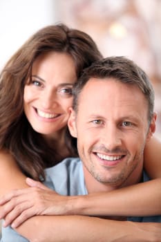 Closeup of happy couple at home