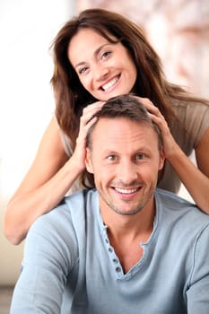 Closeup of happy couple at home