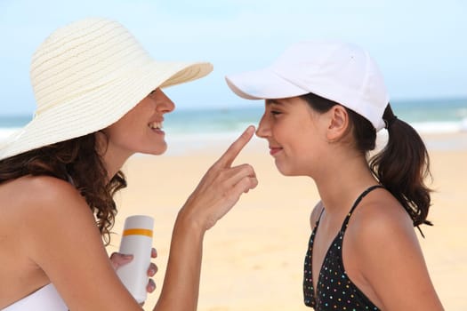 Mother and daugther at the beach