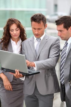 Business team meeting outside the office