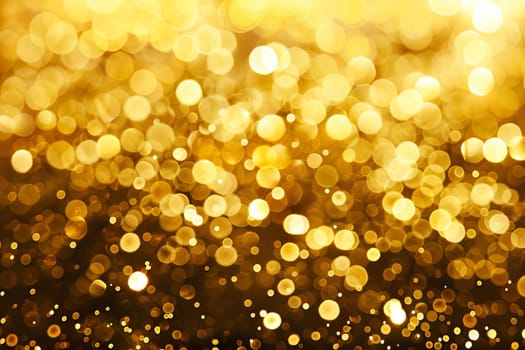 Glittering gold bokeh lights create a warm and festive atmosphere.