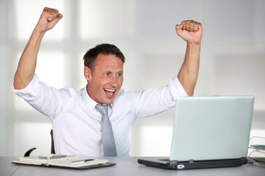 Successful and happy businessman