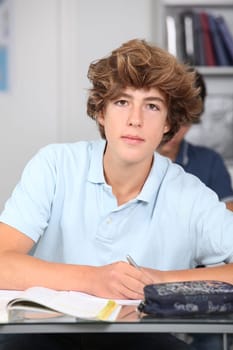 Closeup of student in classroom