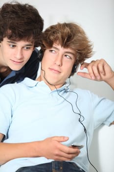 Friends listening to music at home