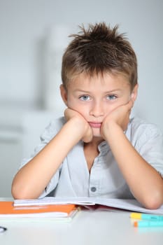 Little boy doing his homework