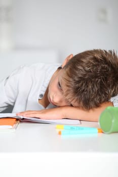 Little boy doing his homework