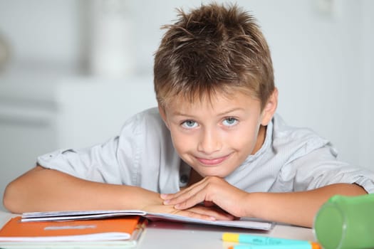 Little boy doing his homework