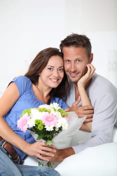 Happy in loved couple on valentine's day