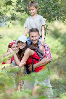 Family having fun on hiking day