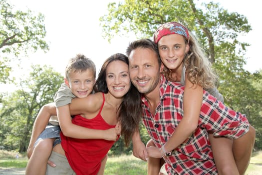 Family having fun on hiking day