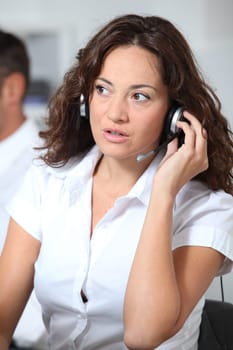 Beautiful woman with headset on