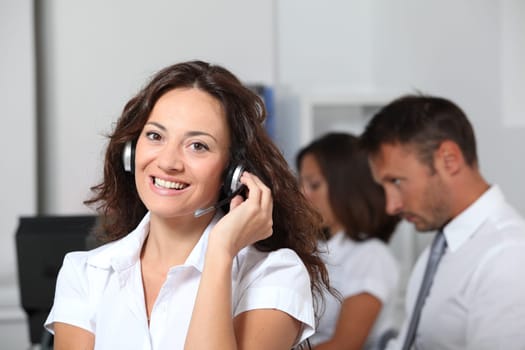 Beautiful woman with headset on