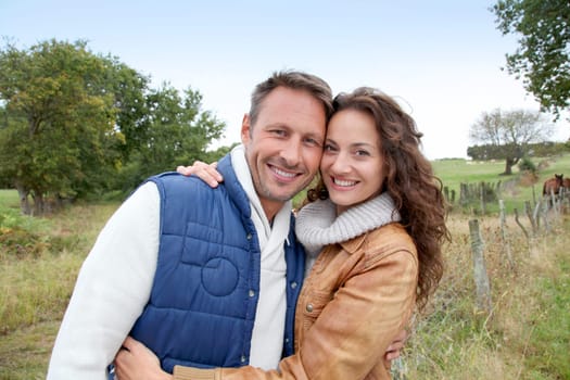Closeup of happy couple in autumn