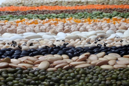 Various beans close up
