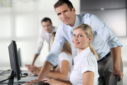 Business people working on computer