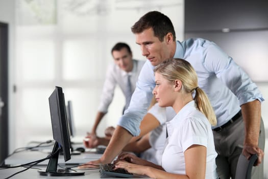 Business people working on computer