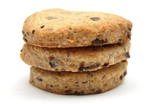 Whole wheat chocolate chip cookies on white