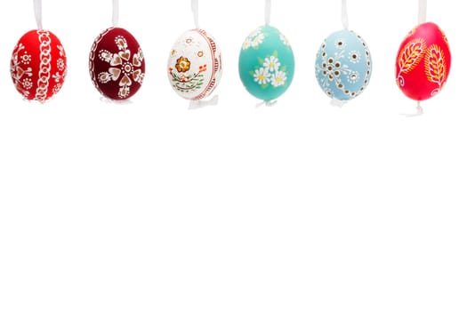 Set of hanging hand-painted Easter eggs