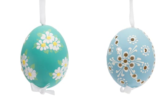 Two Hanging Hand Painted Easter Eggs