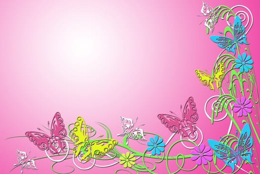 Floral background with butterflies