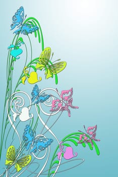 Floral background with butterflies