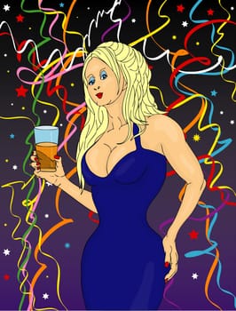 vector - beautiful woman at a party