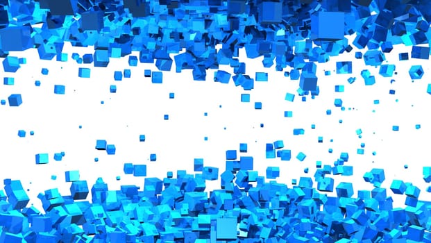 Flying 3D Dice Blue White 01
