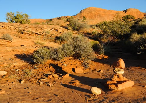 Rock Cairn on Trail to Corona Arch - Utah