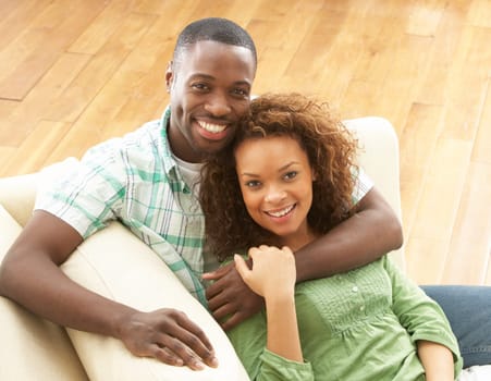 Romantic Young Couple Relaxing Sitting On Sofa