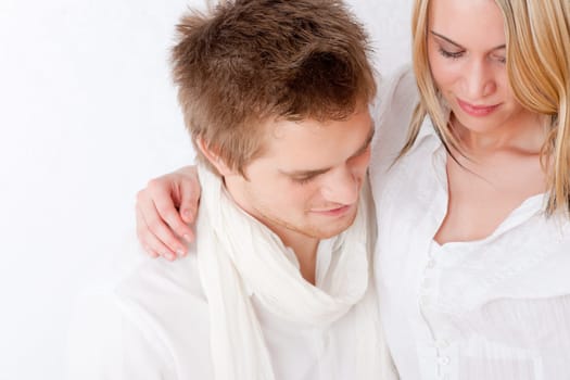 Couple in love wear white clothes