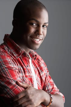 Fashionable Young Man Wearing Casual Clothes In Studio