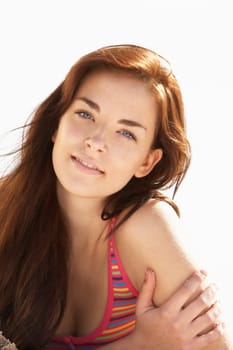 Teenage Girl Relaxing On Beach