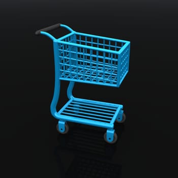 Shopping cart blue on black