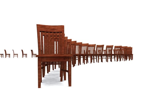 3D Chair Row - Brown 01