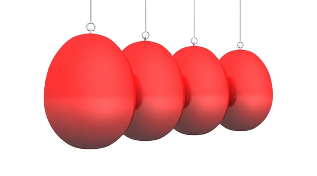 Red Easter Eggs Hanging Isolated 2
