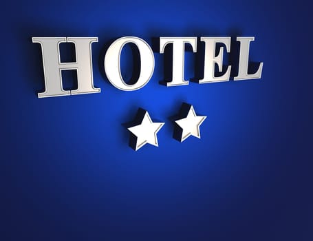 2 Star Hotel Sign - Silver on Blue